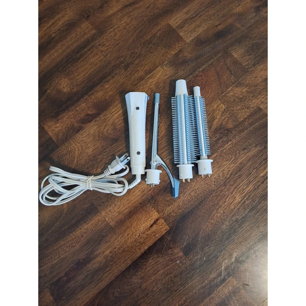 Vintage Sears 3-in-1 Hair Styling Set Curling Iron Round Brush Attachments WORKS